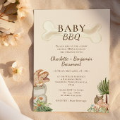 Boho Dinosaur Beige Baby BBQ Baby shower Kaart
