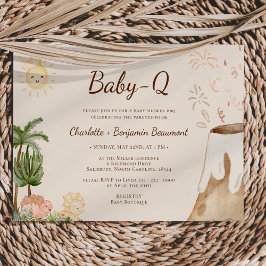 Boho Dinosaur Beige Baby-Q BBQ Baby shower Kaart