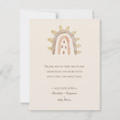 Boho Dinosaur Beige Baby Shower Bedankkaart (Achterkant)