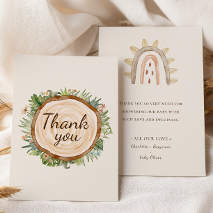 Boho Dinosaur Beige Baby Shower Bedankkaart