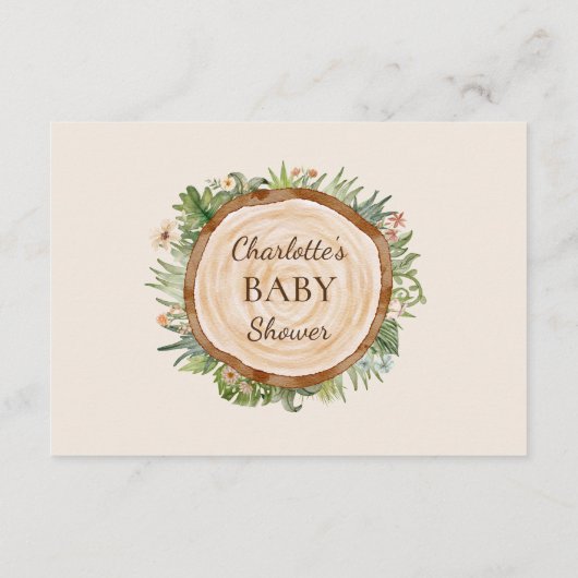 Boho Dinosaur Beige Baby shower Boeken voor Baby Informatiekaartje (Achterkant)