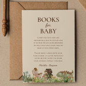 Boho Dinosaur Beige Baby shower Boeken voor Baby Informatiekaartje