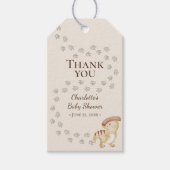 Boho Dinosaur Beige Baby shower Dank u Cadeaulabel (Voorkant)