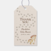 Boho Dinosaur Beige Baby shower Dank u Cadeaulabel (Achterkant)