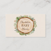 Boho Dinosaur Beige Baby shower Display Douche Informatiekaartje (Achterkant)