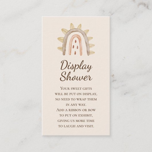 Boho Dinosaur Beige Baby shower Display Douche Informatiekaartje (Voorkant)