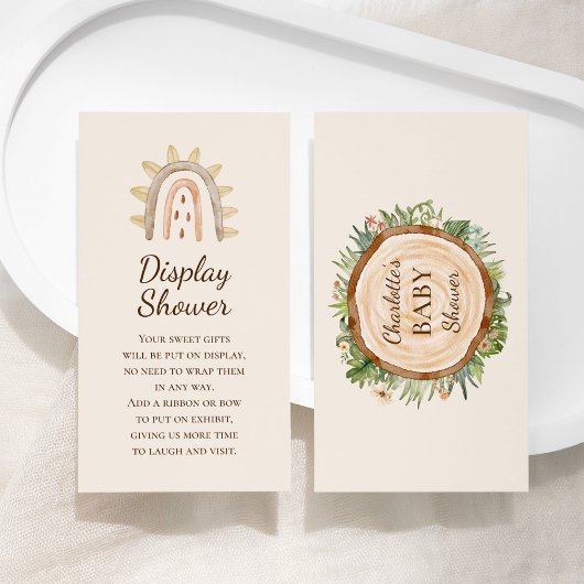Boho Dinosaur Beige Baby shower Display Douche Informatiekaartje