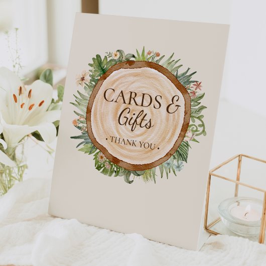 Boho Dinosaur Beige Baby shower Kaarten en geschen Reclamebord Met Voetstuk