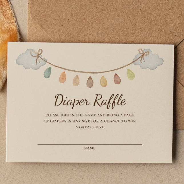 Boho Dinosaur Beige Baby shower Luier Raffle Informatiekaartje