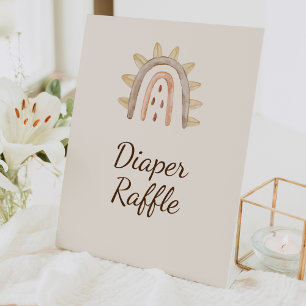 Boho Dinosaur Beige Baby shower Luier Raffle Reclamebord Met Voetstuk