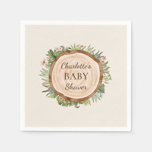 Boho Dinosaur Beige Baby showers servetten (Voorkant)
