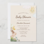 Boho Dinosaur Beige Genderneutraal Baby shower Kaart (Voorkant)