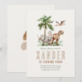 Boho Dinosaur Boy Verjaardagsfeestje Uitnodiging (Voorkant / Achterkant)