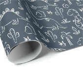 Boho Dinosaur Dino Boy Kids Baby T-Rex Dark Blue Cadeaupapier (Rol Hoek)