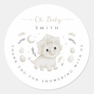 Boho Dinosaur Komt Gauw Uit Het Ei Baby Shower Bed Ronde Sticker