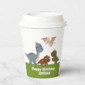 Boho Dinosaur Verjaardag groen thema Papieren Bekers (Achterkant)