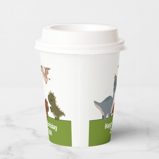 Boho Dinosaur Verjaardag groen thema Papieren Bekers (Rechts)