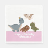 Boho Dinosaur Verjaardag Roze Servet (Voorkant)