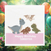 Boho Dinosaur Verjaardag Roze Servet