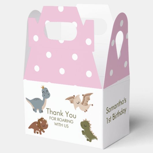 Boho Dinosaurs Roze Bedankt Favoriet Box Bedankdoosjes (Geopend)