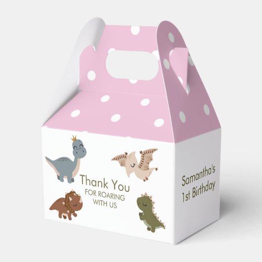 Boho Dinosaurs Roze Bedankt Favoriet Box Bedankdoosjes (Voorkant Zijde)