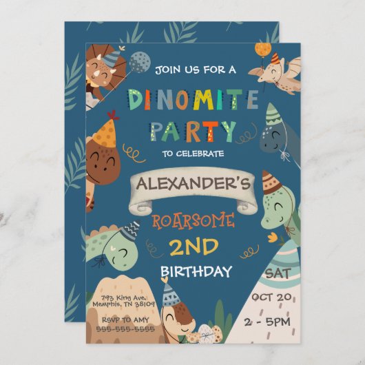 Boho Dinosaurus 1e 2e 3e 4e 5e 6e 7e Verjaardag Kaart (Voorkant / Achterkant)