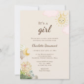 Boho dinosaurus beige Het is een meisje Baby showe Kaart (Voorkant)