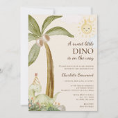 Boho dinosaurus beige lief klein Baby shower Kaart (Voorkant)