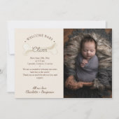 Boho dinosaurus beige twee foto geboorte aankondig aankondiging (Achterkant)