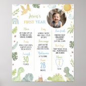 Boho dinosaurus brullen eerste verjaardag mijlpaal poster (Voorkant)