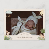 Boho Dinosaurus Foto Geboorte Aankondiging Briefka (Voorkant)