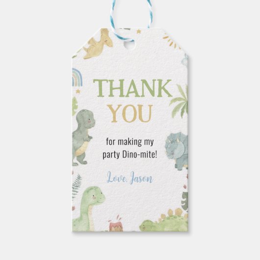Boho Dinosaurus Verjaardagsfeest Dank u Label Cadeaulabel (Voorkant)