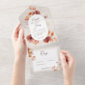 Boho Distress Cream Rust Herfst Floral No Dinner All In One Uitnodiging (Afscheurbaar)