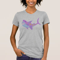 Boho Distress Paarse Kawaii Shark Art