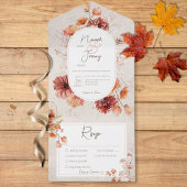 Boho Distressed Cream Herfst Floral Drie Diner All In One Uitnodiging