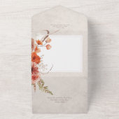 Boho Distressed Cream Rust Herfst Floral Details All In One Uitnodiging (Buitenkant)