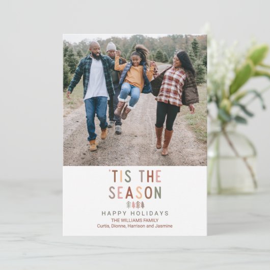 Boho 'Dit is het seizoen aangepaste foto kerst Feestdagenkaart (Staand voorkant)