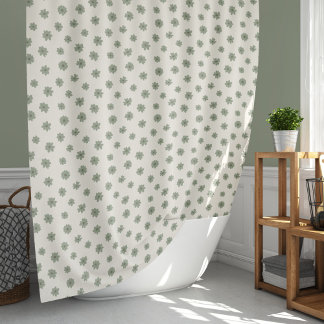 Boho Ditsy Sage Groene Bloemige Cottage Core Neutr Douchegordijn