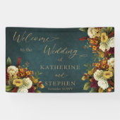 Boho Dk Blauwgroen - Sinaasappel | Rode Floral Bou Spandoek (Horizontaal)