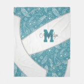 Boho doedle blauwgroen wit volleybal fleece deken (Voorkant)