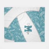 Boho doedle blauwgroen wit volleybal fleece deken (Voorkant (Horizontaal))