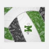 Boho doedle patroon groene zwarte volleybal fleece deken (Voorkant (Horizontaal))