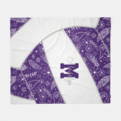 Boho doedle patroon paarse volleybal fleece deken (Voorkant (Horizontaal))