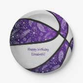 boho doedles paarse basketbal viering papieren bordje (Voorkant)