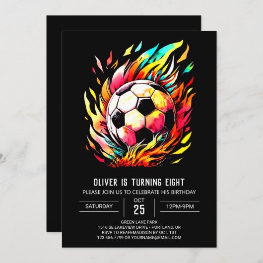 Boho doel online voetbal verjaardag kaart (Voorkant / Achterkant)