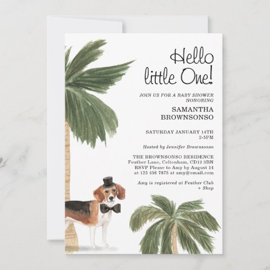 Boho Dog Boy Baby shower Rustic Beagle Kaart (Voorkant)