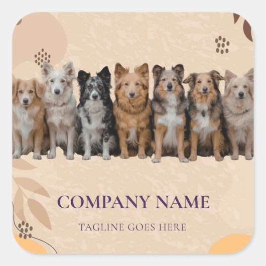 Boho Dog Walker / Pet Sitter Logo Sticker (Voorkant)