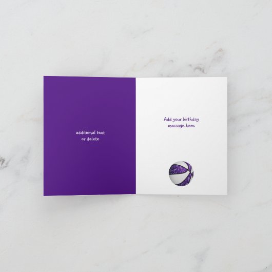 boho dole paars white giry basketbal verjaardag kaart (Binnen)