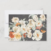 Boho Donker Bloemmotief | 3 Foto Huwelijk Save The Date (Achterkant)