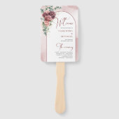 Boho donker kastanje en blos rozen eucalyptus goud handwaaier (Voorkant)